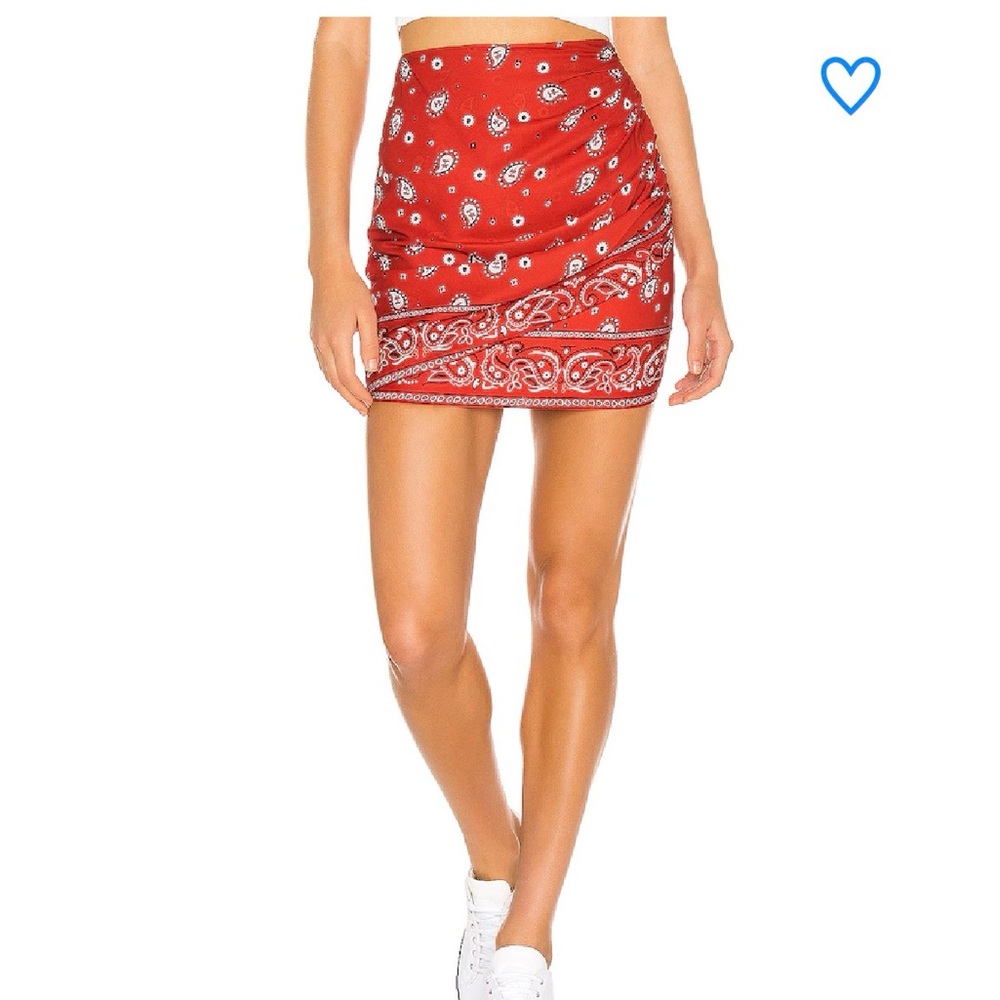 Superdown Red Bandana Mini Skirt XS